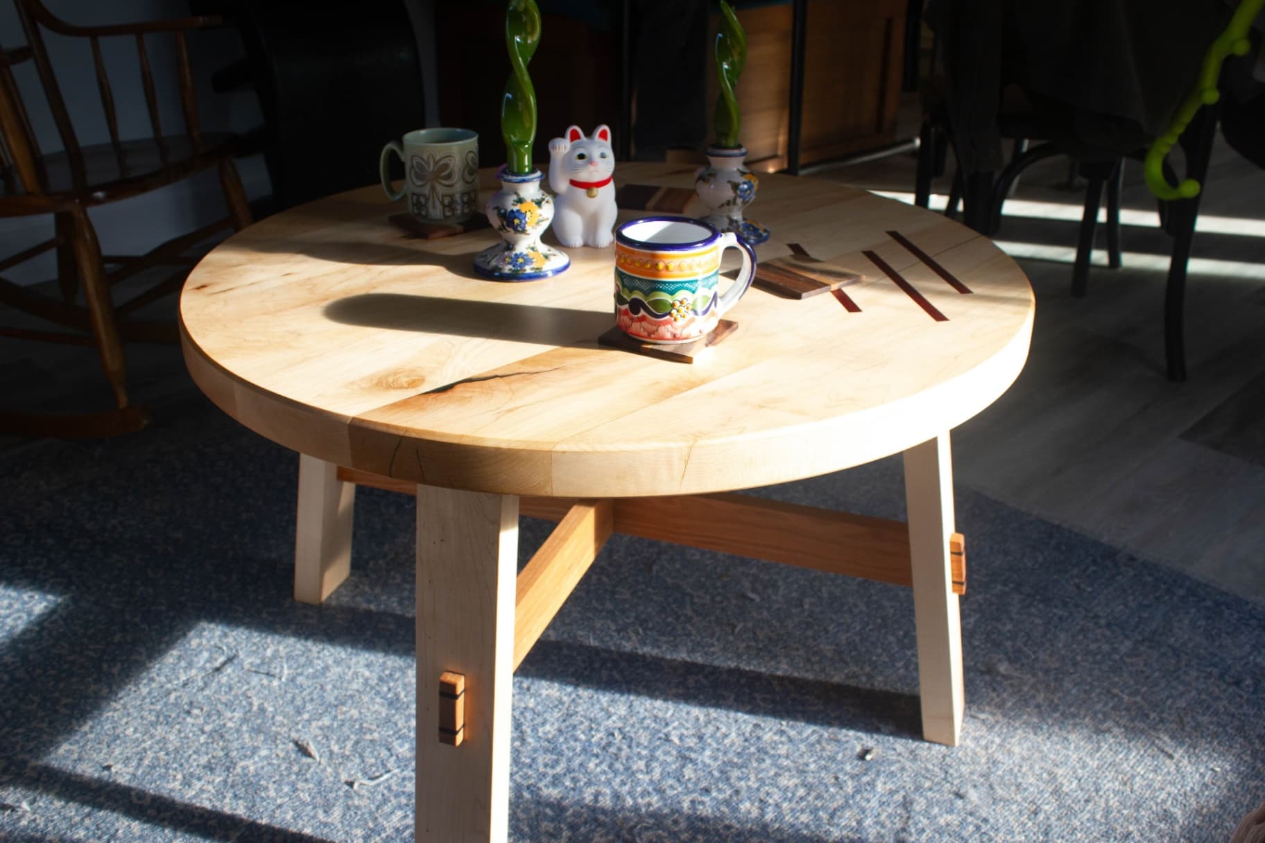 Sugar Maple, Cherry Round Coffee/Tea Table - view 4